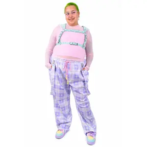 Dreamy Star Plaid Pants - Periwinkle
