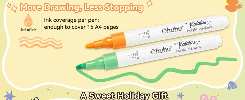 Ohuhu Acrylic Paint Markers: Bullet Tip - 30 Colors - High Opacity Paint Pens Waterproof Acrylic Markers for Rock Painting Easter Eggs Wood Glass Ceramic Canvas - Kalalau Series of Ohuhuart