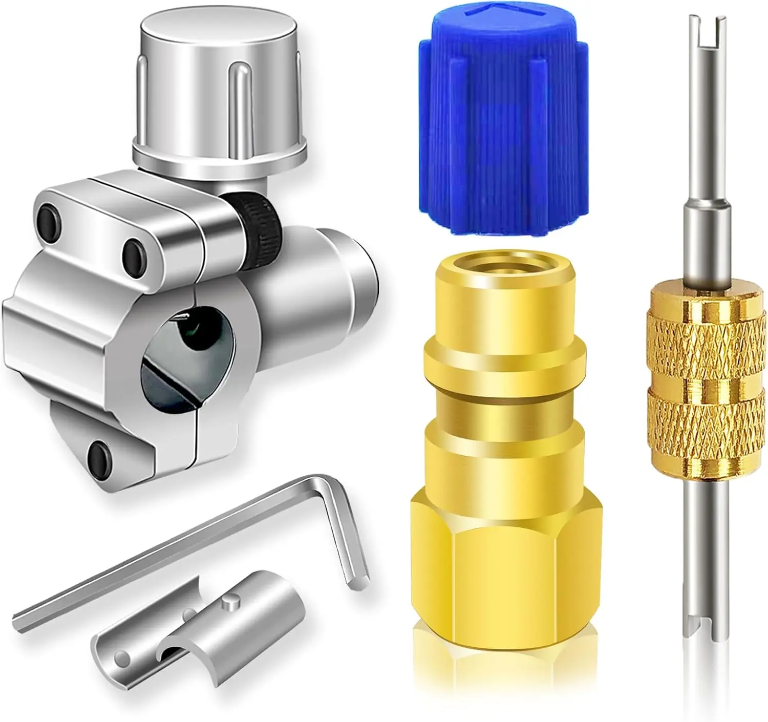 A/C Retrofit Valve Kit-Refrigerant Retrofit Valve Set, with R12 to R134A Low Side Adapter, BPV31 Bullet Piercing Valve, for HVAC Refrigerant System R12 R22 R502 R134A