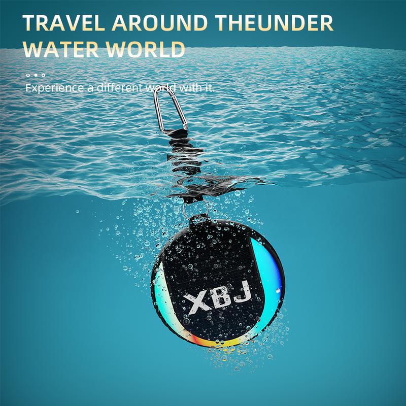 XBJ Mini Bluetooth Shower Speakerr with power bank function  with LED Lights - Waterproof, Rechargeable & Portable | Includes Compass, Hands-Free Speakerphone - Ideal Gift for Outdoor Travel