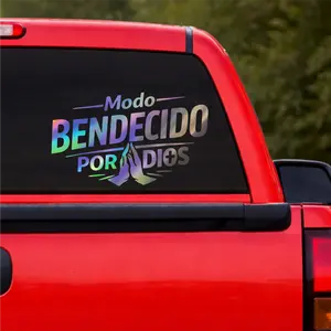 2Pcs Modo Bendecido por Dios Car Sticker Adhesive Vinyl Decal Holographic Religious