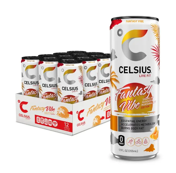 CELSIUS Sparkling Fantasy Vibe, Functional Energy Drink 12 fl oz (Pack of 12)