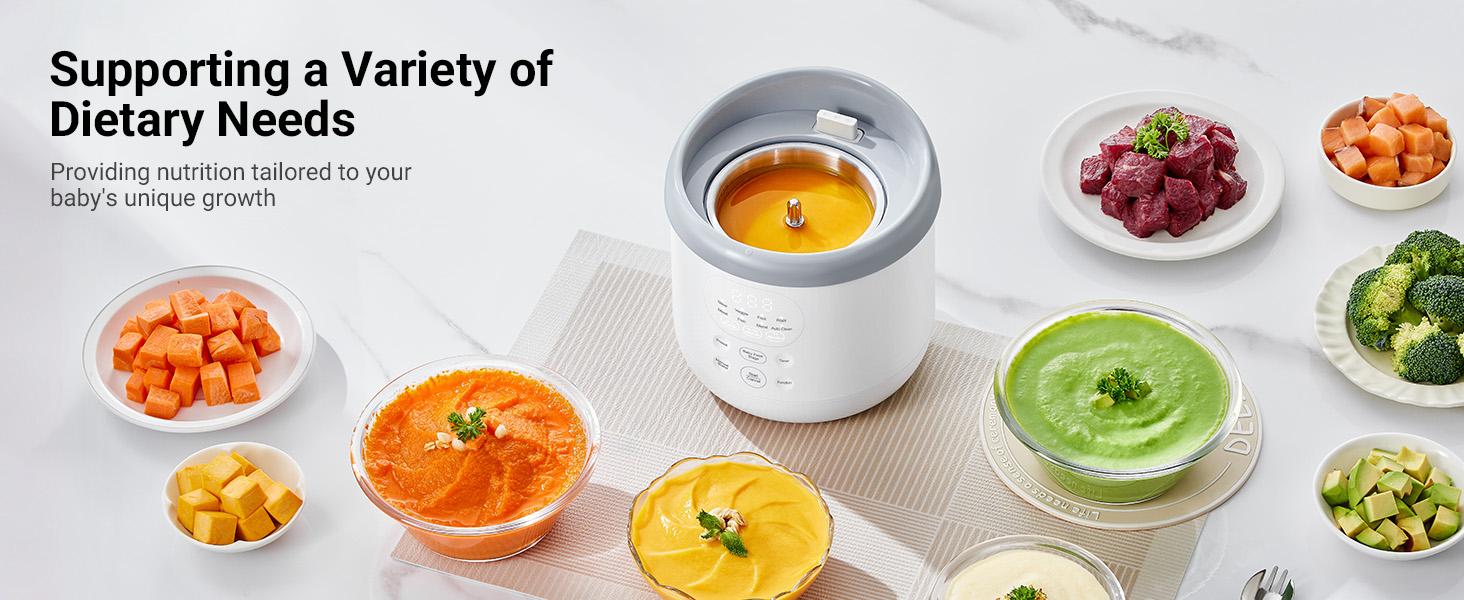 Bear NutriEase AllStage Stainless Steel Baby Food Maker Steamer and Blender, Truly OneStep Baby Food Processor Puree Maker Grinder Mills, Auto Cooking&Grinding for Healthy Homemade Baby Food, BPA-Free