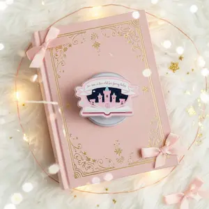 Whimsical Pink Castle Phone Grip, Enchanted Fairytale Quote Phone Holder, Soft Girl Aesthetic Mobile Stand, Magical Storybook Gift for Readers, Cute Princess Core Accessory