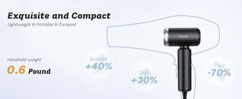 Dual Voltage Travel Hair Dryer, 1500W High-Speed Ionic Hair Dryers Gift for Women, Fast Drying, Compact & Lightweight, No Heat Damage & Low Noise for Home, Portable Hairdryer International, 110-240V