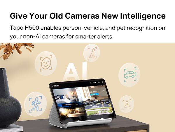 TP-Link & Tapo H500 Smart Home Central Hub – Command 16 Tapo Cameras & 64 Sub-G Sensors, Local 16 GB + 16 TB SATA Storage, Facial Recognition, HDMI Quad-View, 110 dB Alarm, Matter-Ready, No-Fee Security