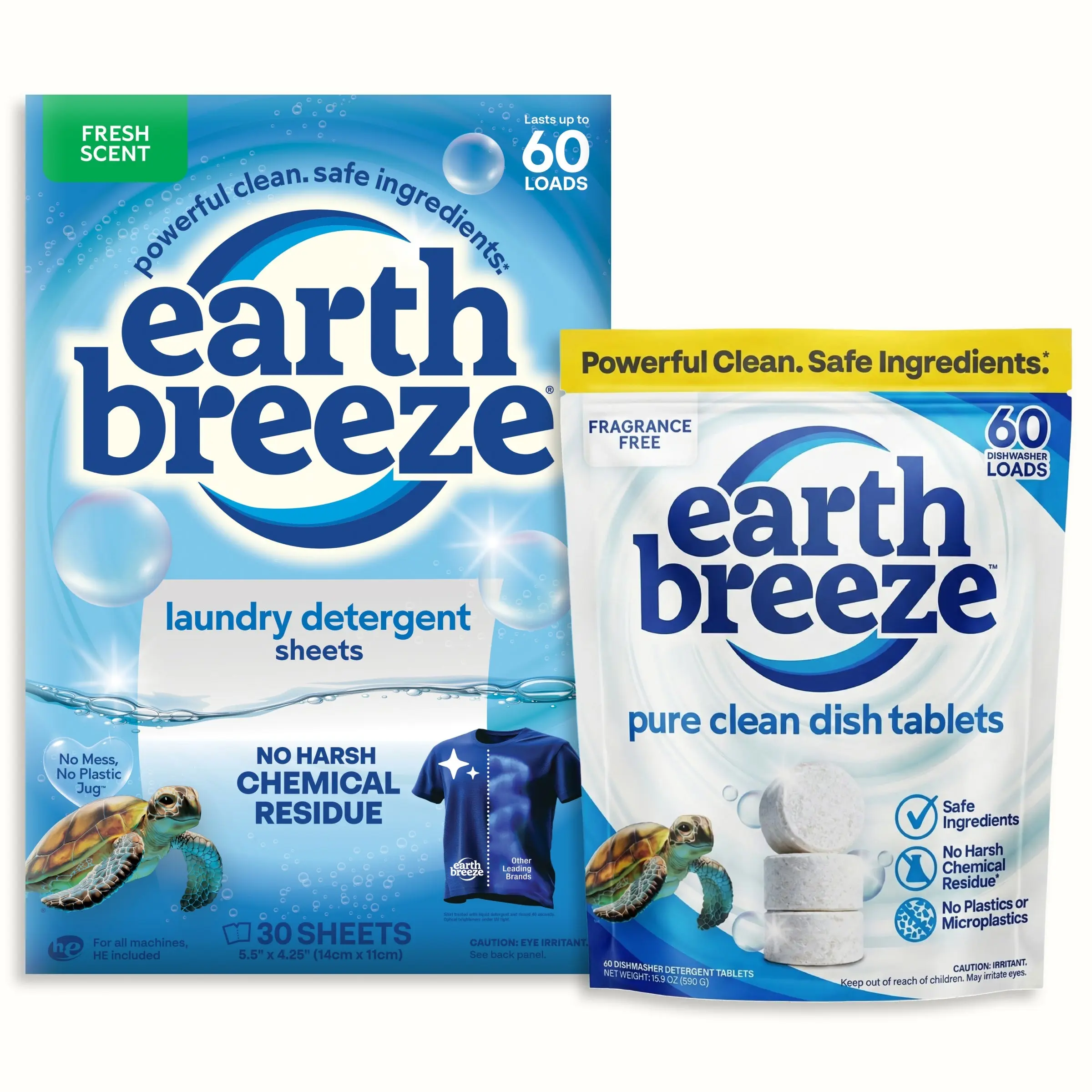 Earth Breeze Clean Home Starter Kit Bundle: Laundry Detergent Sheets & Dishwasher Detergent Tablets | Eco-Friendly with No Harsh Chemicals