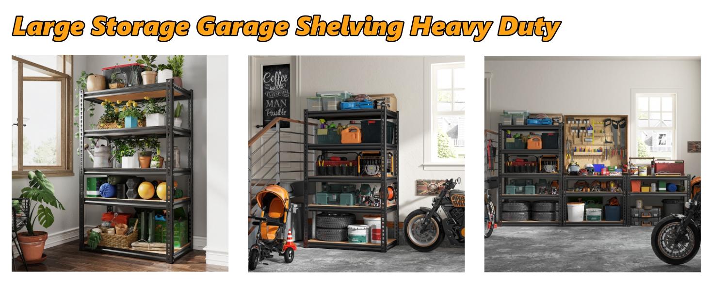 Raybee Furniture 1550-2020 LBS 5 Tier Garage Shelving Heavy Duty Adjustable Garage Shelves, Utility Rack Shelf, Shelving Units for Storage Warehouse Pantry Closet