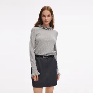 Goelia Viscose Ruffle Neck Women's Knit Top - Soft Breathable Daily Wear