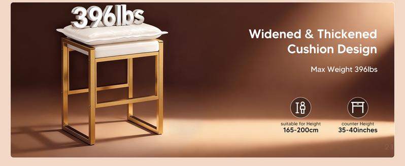 HOMRELEXA Bar Stools with Double Cushion Comfortable Seating, Modern Bar Stools Set of 2 with Footrest, Counter Height Bar Chairs, Easy Assembly, for Kitchen Island, Bar, Counter, chair for dining