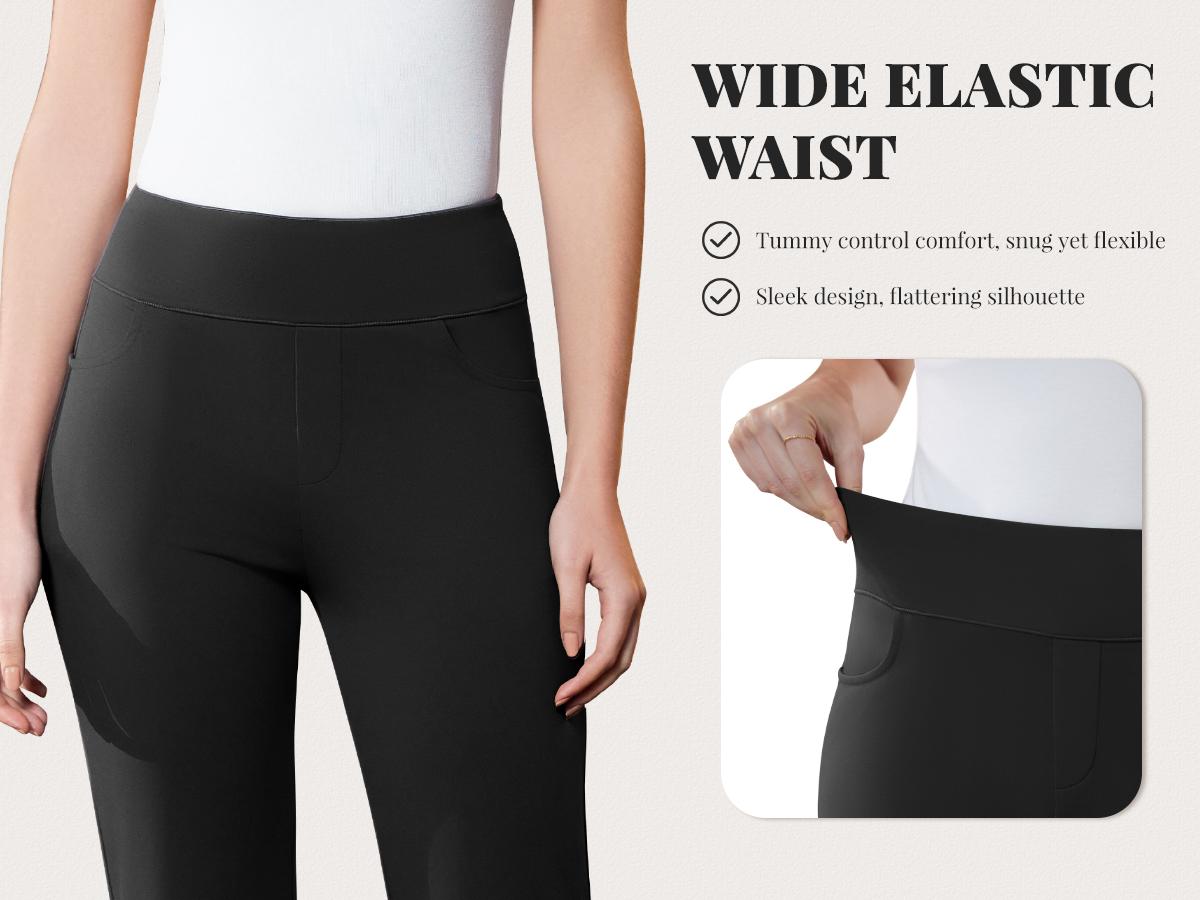 Dlooda Womens Dress Pants Stretchy Work Pants Business Casual Office Trousers Pull On Flare Slacks with 4 Pockets Dlooda Womens Dress Pants Stretchy Work Pants Business Casual Office Trousers Pull On Flare Slacks with 4 Pockets