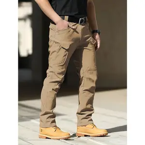 Men's Tactical Cargo Pants, Polyester Solid Color Non-Stretch Woven Fabric, Regular Fit with Multiple Pockets for Outdoor and Combat - Fall/Winter Essential (Belt Not Included) Menswear Trouser tactical pant Basic Dark Gray