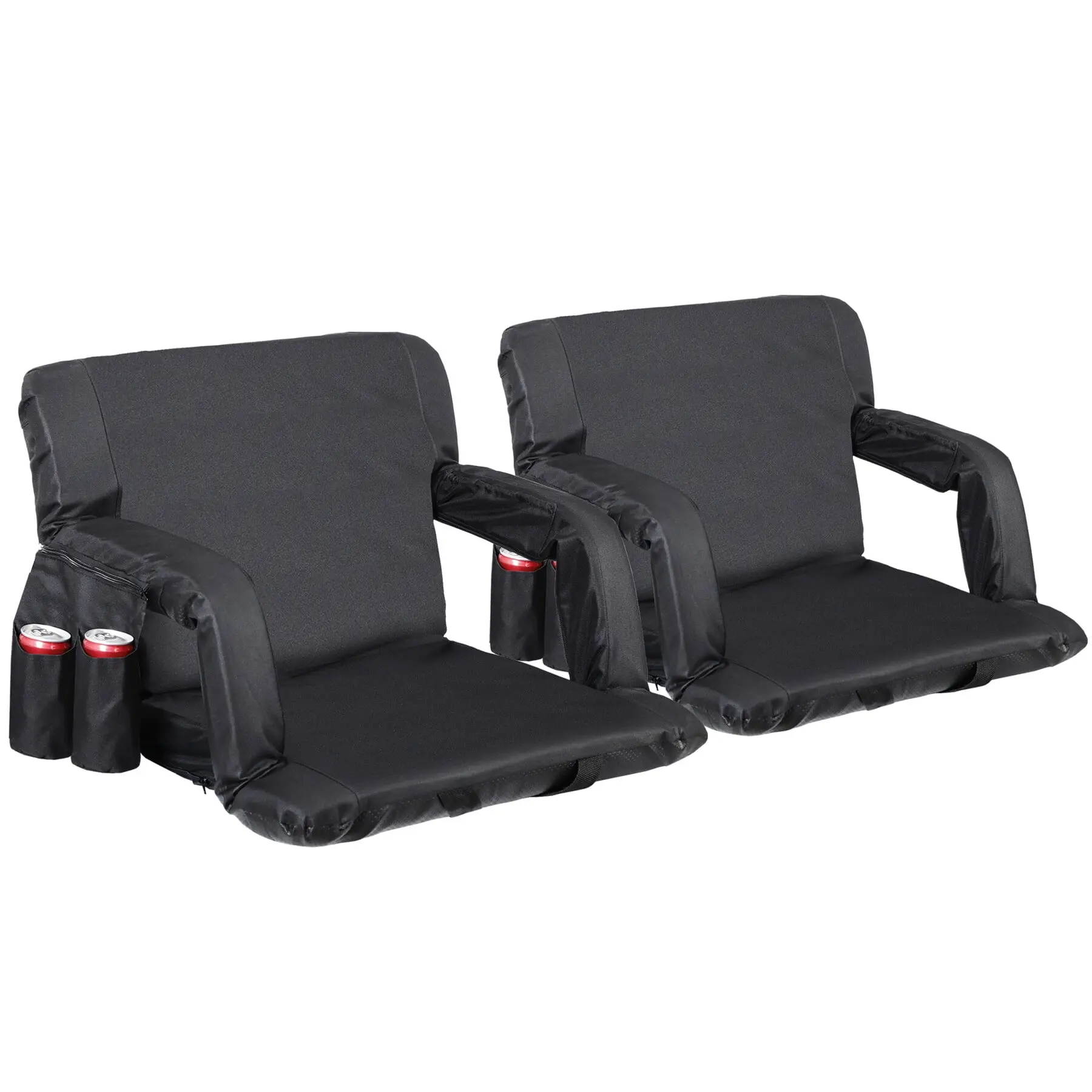 Segawe 2-Pack Ergonomic Padded Stadium Bleacher Seats - 25-in Wide, Extra Thick Foam, Adjustable Armrests, Secure Straps, 6 Reclining Positions, Waterproof Polyester, Collapsible, Portable with Bag for Concert, Parties