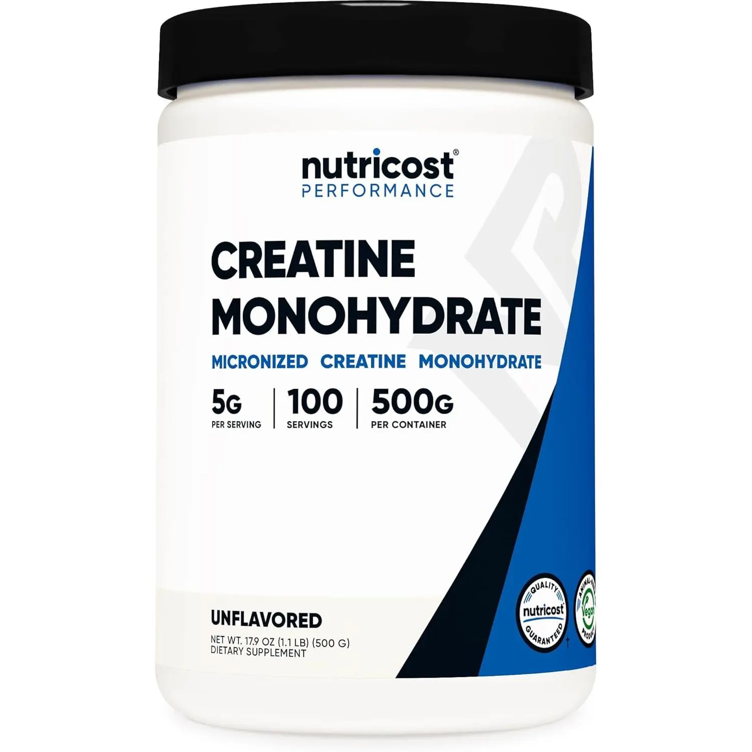 Nutricost Micronized Creatine Monohydrate Powder, 500G (17.9 Oz) - 100 Servings, 5000mg (5g) Per Serving