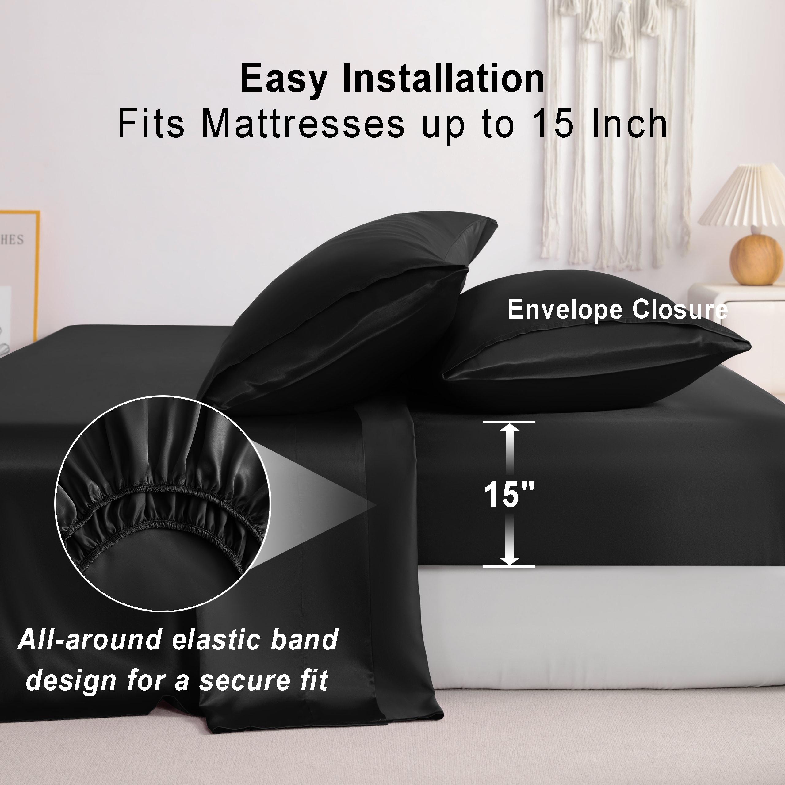 NTBAY Silky Satin Sheet Set - Silk-Like Smoothness for Hair & Skin | Easy Care