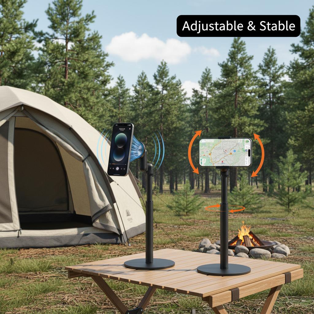 Vtrusta SummerVibes MagSafe 360 Adjustable iPhone iPad Desk Mount, Portable Universal MagStand Phone Holder, Sturdy Aluminum Alloy Adjustable Display Base, Vlogging Live Broadcast, Perfect for Stable Filming or Table Live Streaming Cellphone