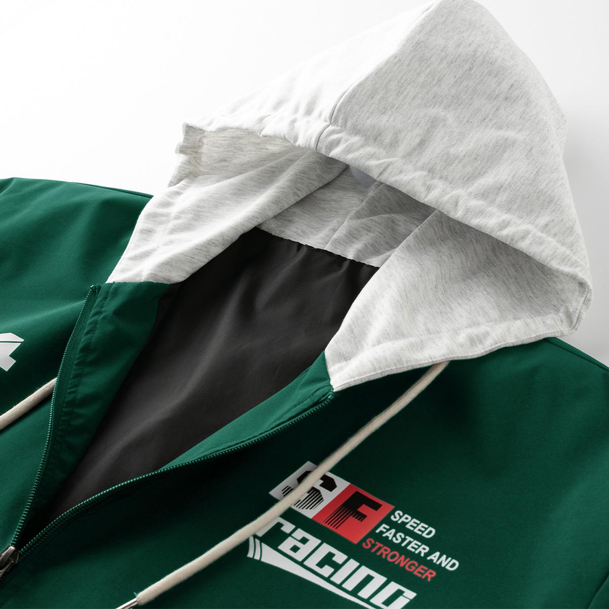 Men’s Letter Print Casual Jacket — Drapey, Wrinkle-Resistant fabric ; Color-Blocked Design with Hood and Drawstring; Retro Racing Style; Perfect for Going Out, Commuting, and Dates; A Stylish, Versatile Outerwear Piece