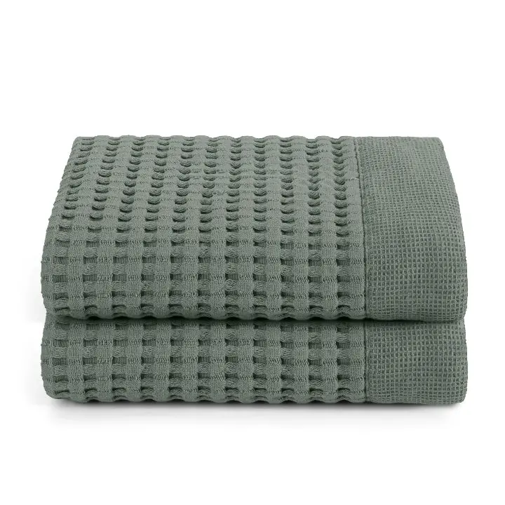 Sage Grey Hand Towel Set of 2, Modern Style