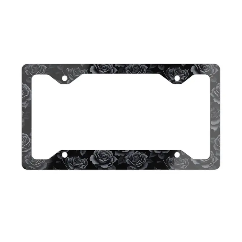 Black Rose License Plate Frame, Gothic Car Decor, Exterior Car Accessories for Women, Witchy Floral New Car Gift for Her