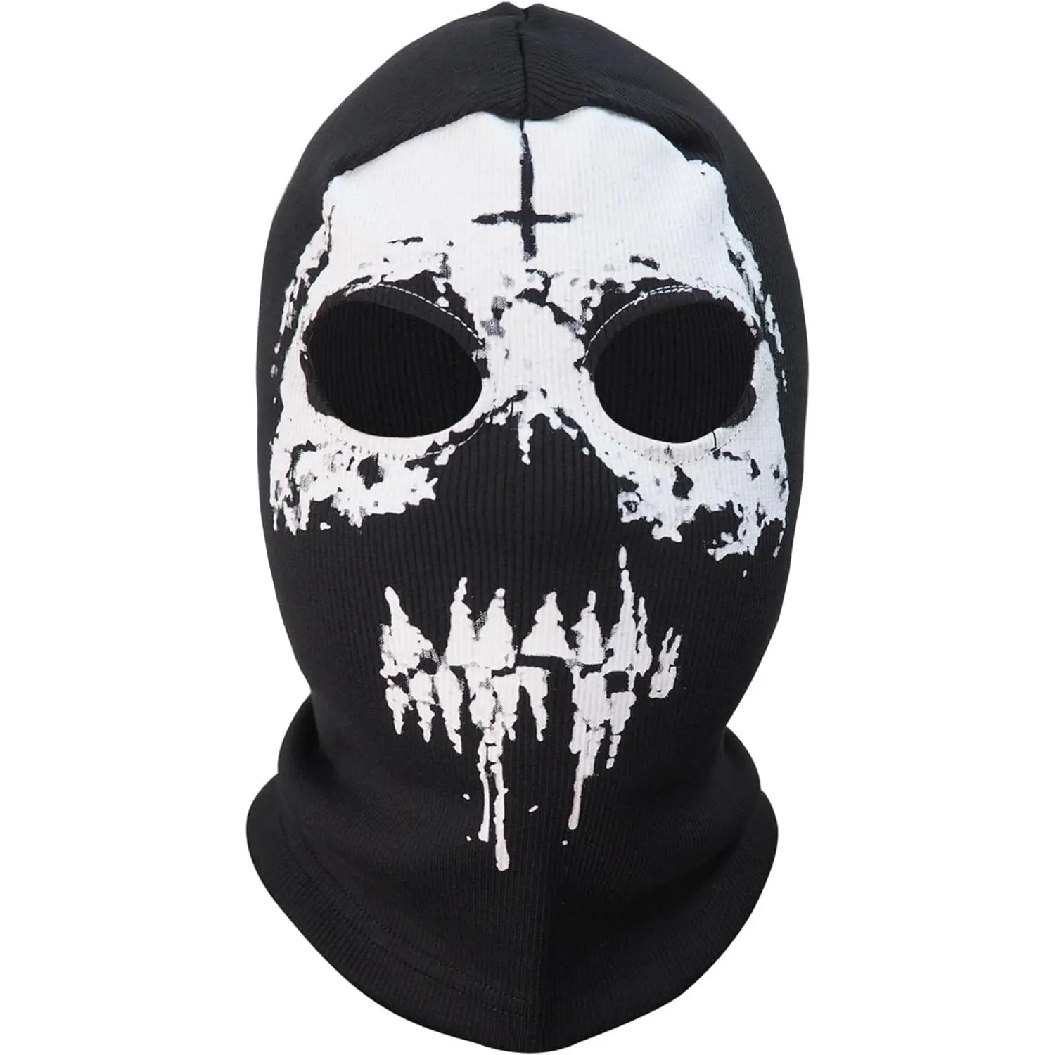 Cotton-Spandex Balaclava with Scary Skeleton Skull Print, Full-Face Halloween Cosplay Mask for Motorcycle Cycling
