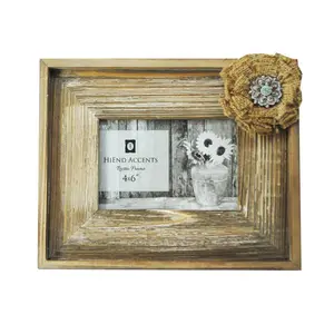 Wooden Burlap Bow Picture Frame