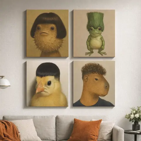 Frameless Hilarious Animal Posters - Creative Hairflow Realism Design Prints, Funny Office & Whimsical Room Decor, Creative Surprise Gift Choice