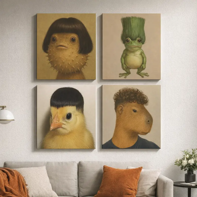 Frameless Hilarious Animal Posters - Creative Hairflow Realism Design Prints, Funny Office & Whimsical Room Decor, Creative Surprise Gift Choice