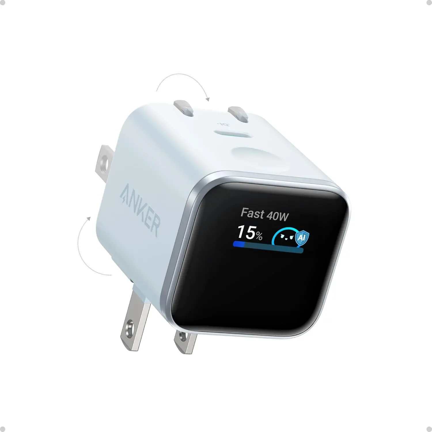 Anker Smart Display Charger, Anker Nano USB C Charger Block, 45W Max GaN Phone Charger,180° Foldable Plug,Smart Recognition,Built-in Care Mode,for iPhone17/16/15(Non-Battery,One USB-C Port,No Cable)