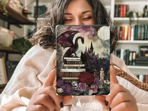Romantasy Dragon Kindle Insert with Sparkly Overlay, Fantasy Romance Bookish Clear Kindle Case Insert