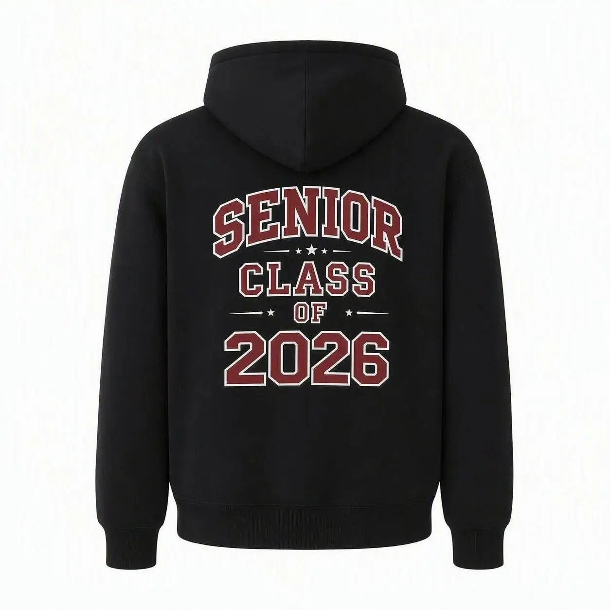 Class of 2026 Senior Back Print Hoodie, 50% Cotton 50% Polyester Loose Pullover Hooded Sweatshirt, Vintage Varsity Graduation Hoodie Gift for 2026 Seniors, Gray, Black Casual Adjustable Womenswear Clothes