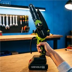 SEEVOLX 6-Inch Electric Chainsaw – Cordless Mini Saw with 2 Batteries | Tree Pruning, Wood Cutting & Outdoor Camping | Practical Gift for Dad & Husband