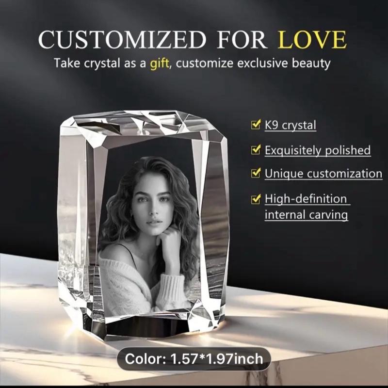 GANOVA 3D Crystal Photo Frame with Laser Engraving - ized with Your Own Photo & Text, Custom Name/Message, Horizontal/Vertical Display, Desktop Picture Frame for Birthdays,, Valentines - Gift for Women, Men, Pets -