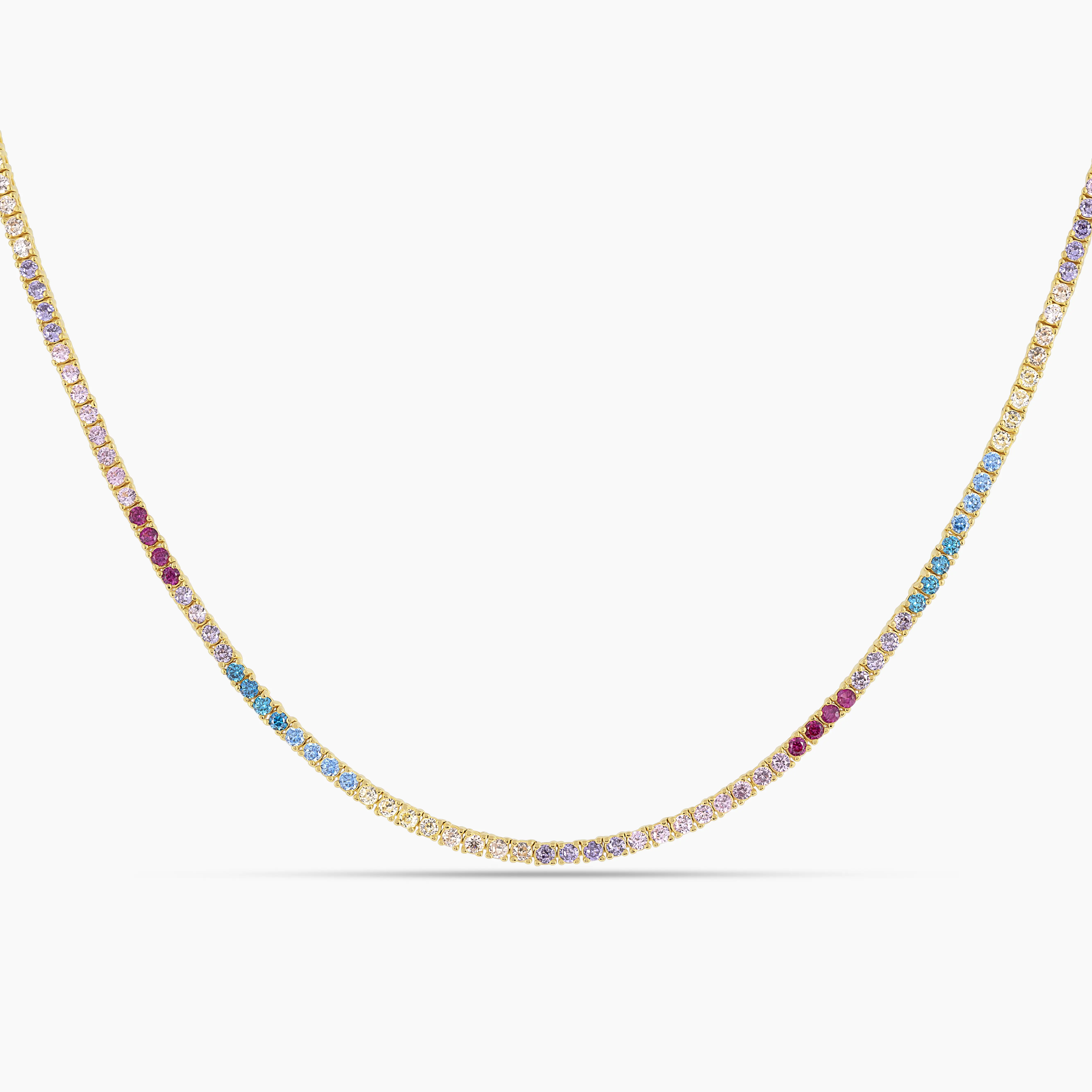 Women's Rainbow Tennis Necklace, Dainty Cubic Zirconia Line Chain Jewelry, Elegant Vibrant Refined Statement Piece
