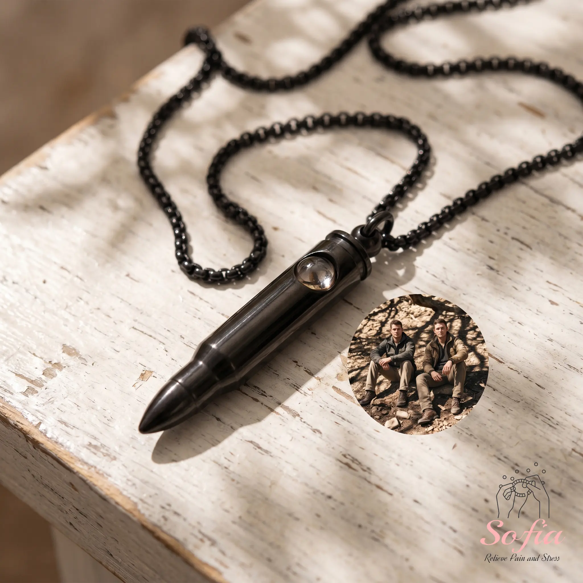 Sofia Projection Photo Bullet Necklace, Projection Jewelry for Memorial Day, Personalized Memorial Picture Gift, Custom Image Necklace, Best Friend Gift, Birthday Gift for Him