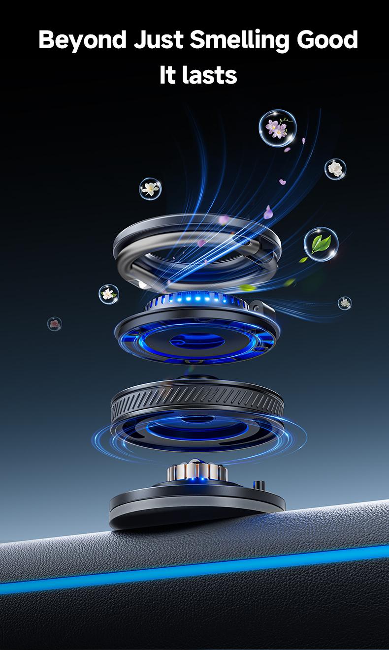 MAGIC JOHN 2-in-1 Magnetic Car Mount with Built-in Rose Fragrance | 360° Adjustable Phone Holder for Navigation | Fits Windshield, Dashboard, Mirrors & Smooth Surfaces