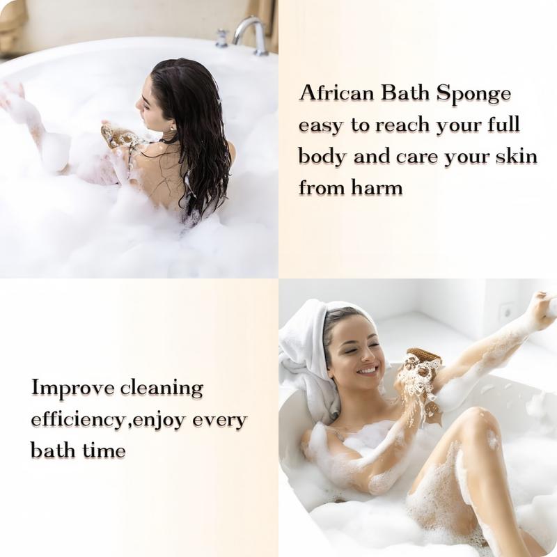 3 Pieces African Net Sponge with Handles Long African Exfoliating Net Washcloth Bath Sponge Net Cloth Wash Net Body Back Scrubber for Shower Loofah