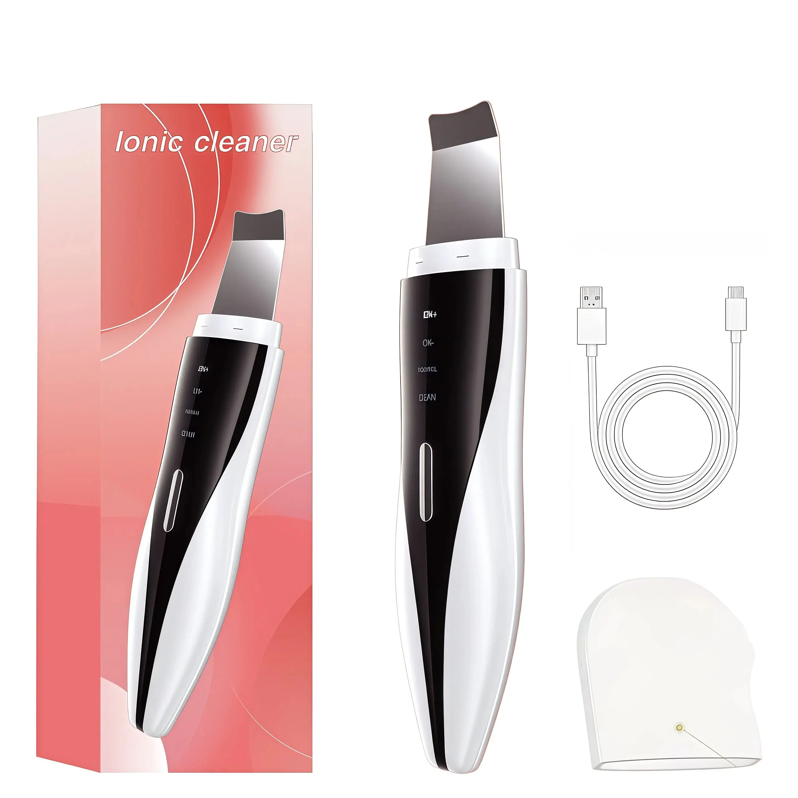 Skin Scrubber  Facial Spatula Pore Cleaner for Face | Blackhead remover with 4 modes,Type-C charging, Ultrasonic, Lightweight, Stainless Steel, Rechargeable Battery, Battery Powered, Blackhead Removal, Deep Cleanse, Portable