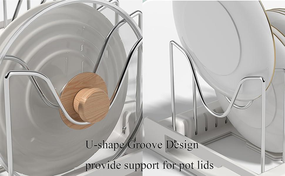 Pots and Pans Organizer Under Cabinet - Pot Lid Holder, Expandable Pan Organizer for Cabinet, Pot Rack with 10 Adjustable Compartments for Kitchen Cabinet, Frying Rack, Lid, Cookware,1 Pcs