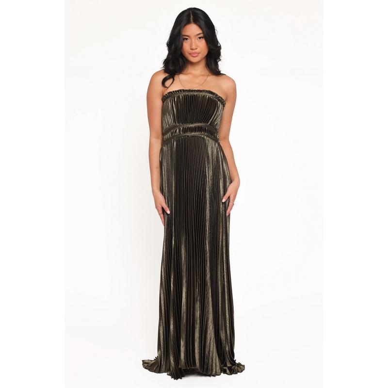 Angelique Strapless Maxi Dress - Olive
