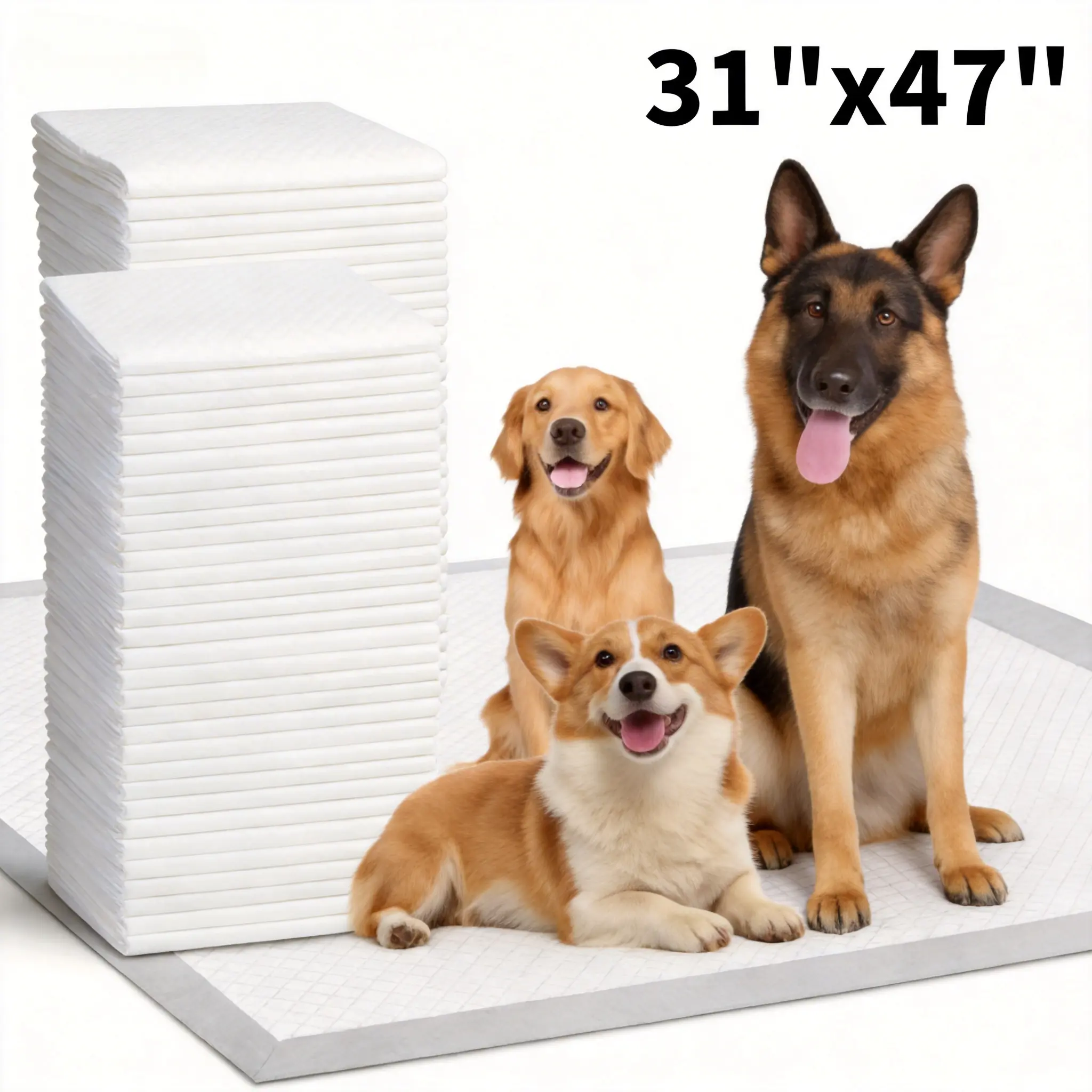 Upgraded version XXXL 31 x 47 inch 40-piece pack, thickened, super absorbent, leak-proof, 6-layer pet urine pads, disposable urine pee pads, dog training urine pads, extra-large size, suitable for puppies, post-operative dogs, elderly  dogs, cats, rabbits