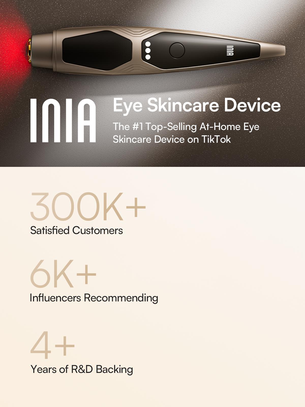 INIA LUMIN 4-in-1 Eye Skincare Wand – 3 Mins a Day for Fewer Lines in 14 Days & Less Puffiness in 21, FDA-Cleared, Spa-Level Results at a Fraction of the Price, Lift & Brighten Eyes in Just Weeks