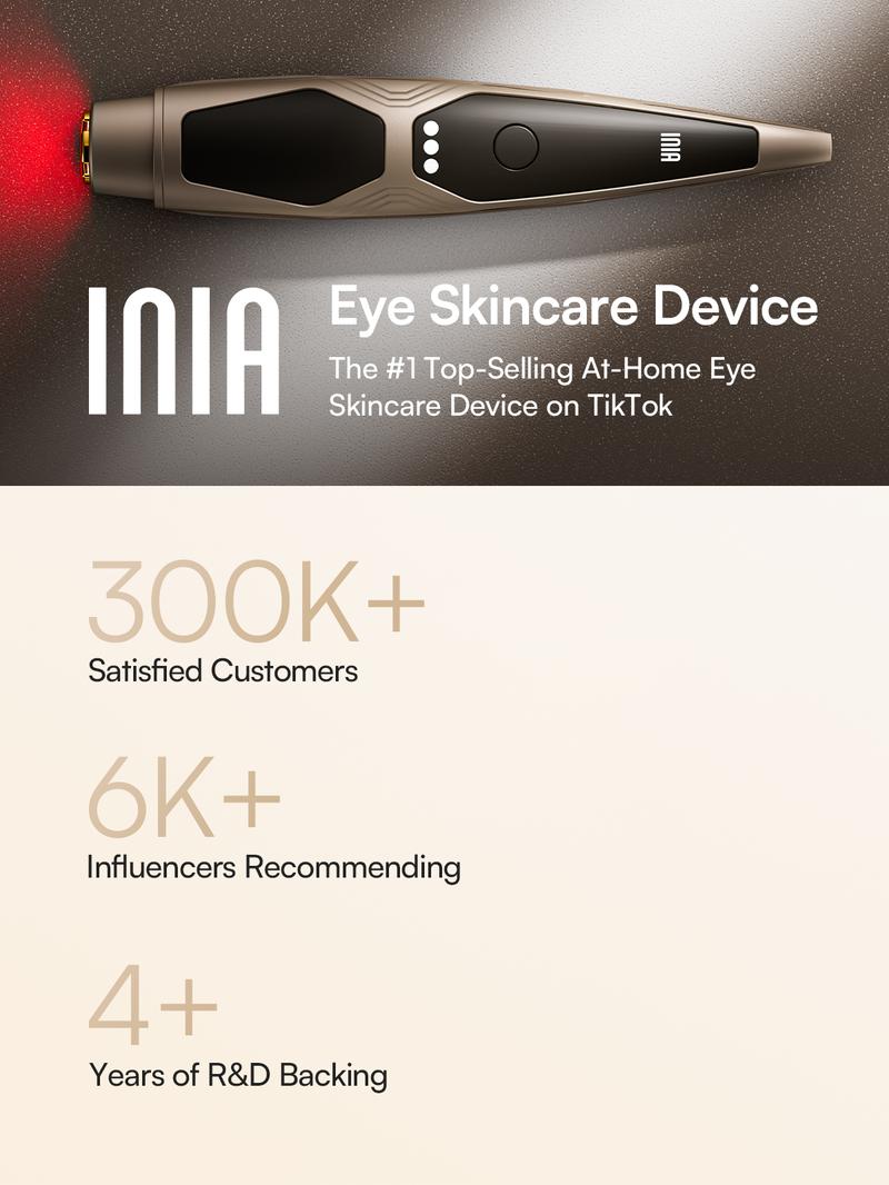 INIA LUMIN 4-in-1 Eye Skincare Wand – 3 Mins a Day for Fewer Lines in 14 Days & Less Puffiness in 21, FDA-Cleared, Spa-Level Results at a Fraction of the Price, Lift & Brighten Eyes in Just Weeks