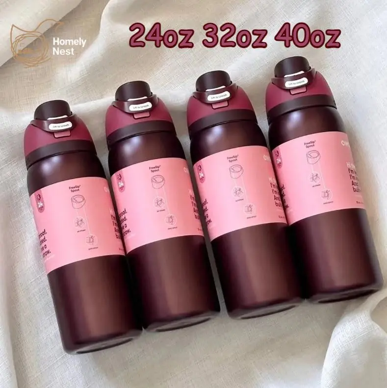 Owala Black Cherry FreeSip Insulated Tumbler – 24oz / 32oz Limited Edition Stainless Steel Straw Cup