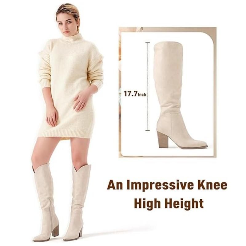 Women's Knee High Boots High Heel Western Boots Pointed Toe Tall Boots