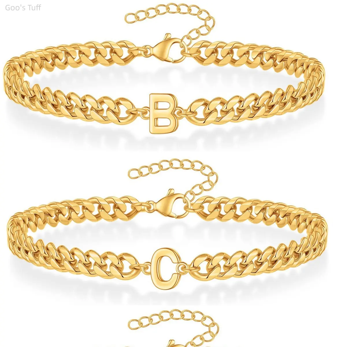 Men's Cuban Link Bracelet with Custom Initial Charm, Stainless Steel Non-Tarnish Couple's Matching Jewelry for Daily Wear, Non Tarnish Jewelry, Hypoallergenic, Stackable, Couple-Themed Bracelets & Bangles, Cuban Link Chain Bracelets & Bangles