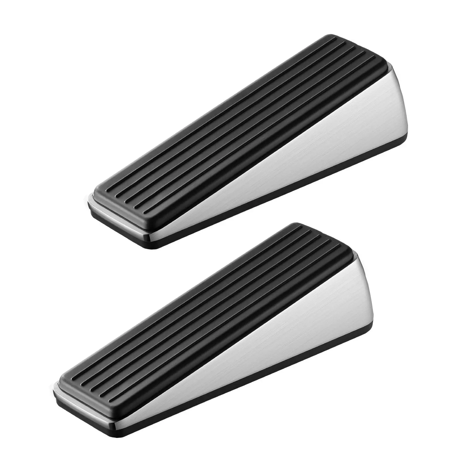 【summerfinds】VEVOR Heavy Duty Door Stopper, 2 Pack, Door Stop Wedge for Bottom, Premium Zinc Alloy and Dual-Sided PVC Non-Slip Pads, with 2 Self-Adhesive Wall Protectors, Suitable for Various Types and Rooms, Door Hardware, Door Closing Device