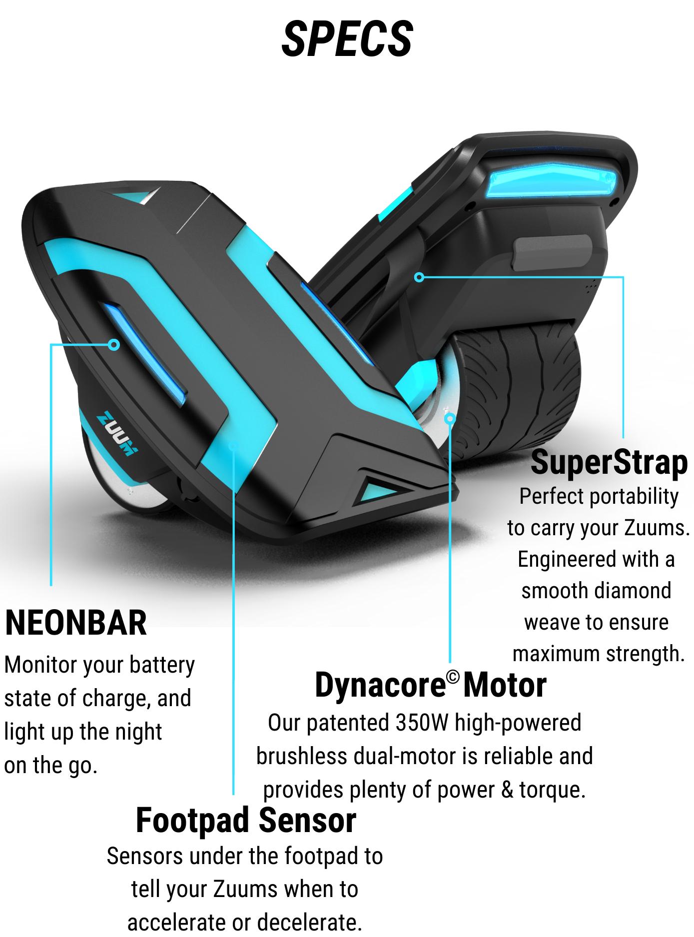 Zuums | Self Balancing Electric Skates Seen On Shark Tank - Portable Lightweight 350W 7MPH 1.5Hr Ride - Hoverboard For Kids Adults Zuum Shoes Scooter