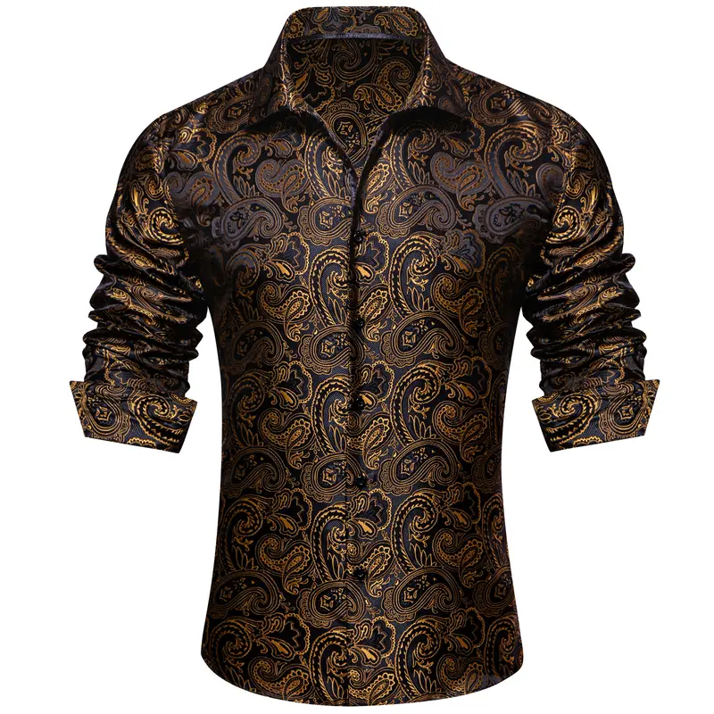 AILISUS Men's Paisley Black Gold Jacquard Long Sleeve Dress Shirt Plus Size  Breathable Anti-wrinkle Button Down Prom Shirt Luxury Formal Casual Shiny  Soft Stylish Regular-Fit Business Tops New In tiktokshopspringglowup -  TikTok