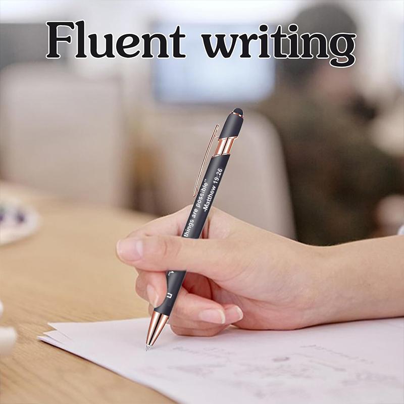 10Pcs Incentivized retractable metal ballpoint pen, touchscreen compatible, suitable for sacred scriptures, verses and cross badges, smooth writing, ideal as a faith gift for adults.