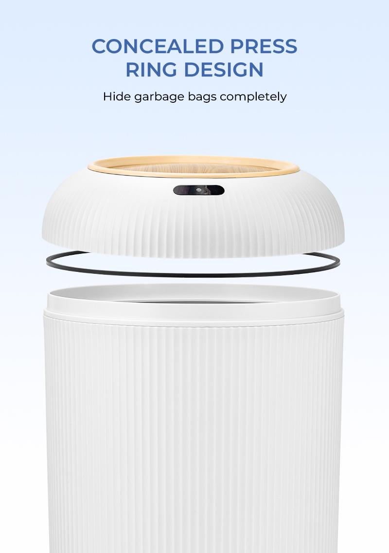 Pukomc Smart Induction Waterproof Trash Can for Bathroom, Bedroom, Office Nordic Style, Household Items Saving Space Motion Sensor Multifunctional Home Goods Environmentally Friendly Automatic